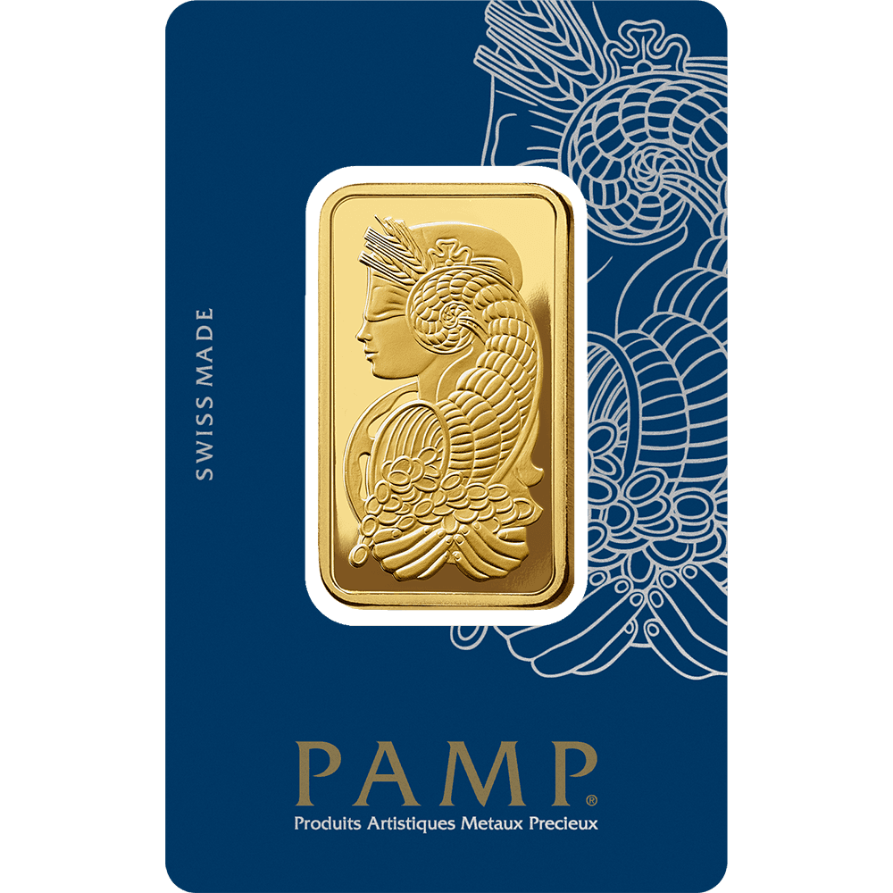 1 oz Gold minted bar — view 1
