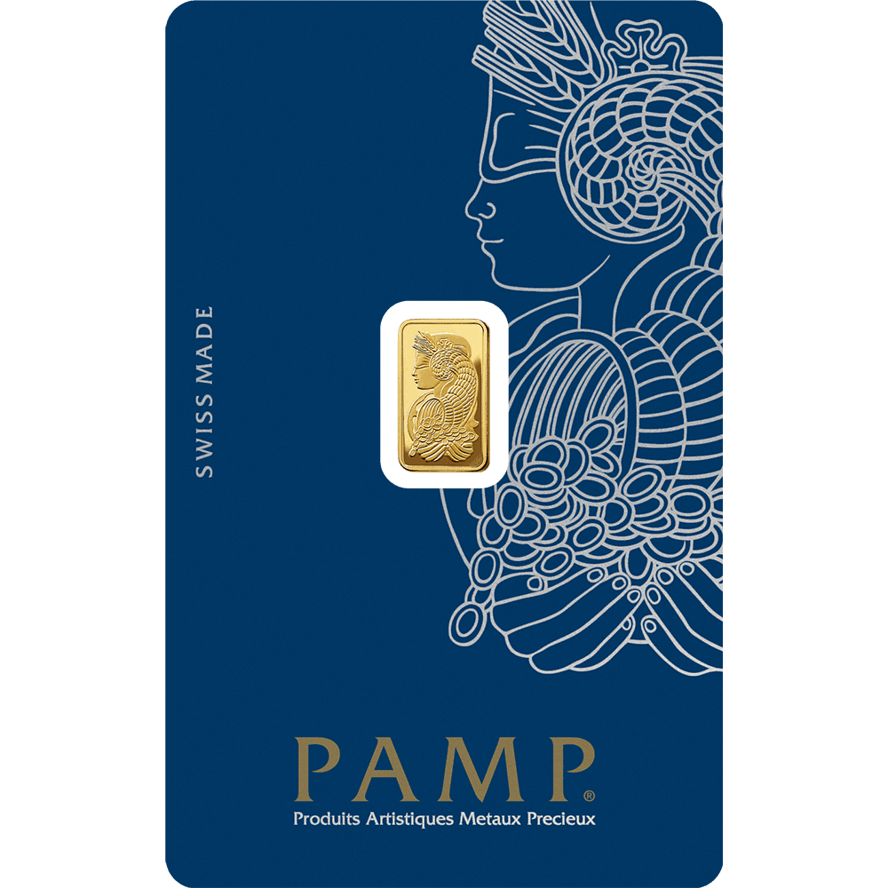 1 g Gold minted bar — view 1