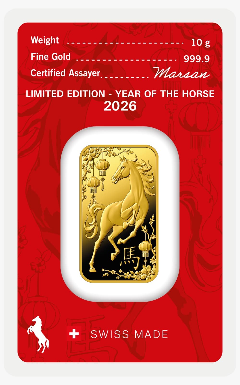 10 g Gold minted bar — view 1
