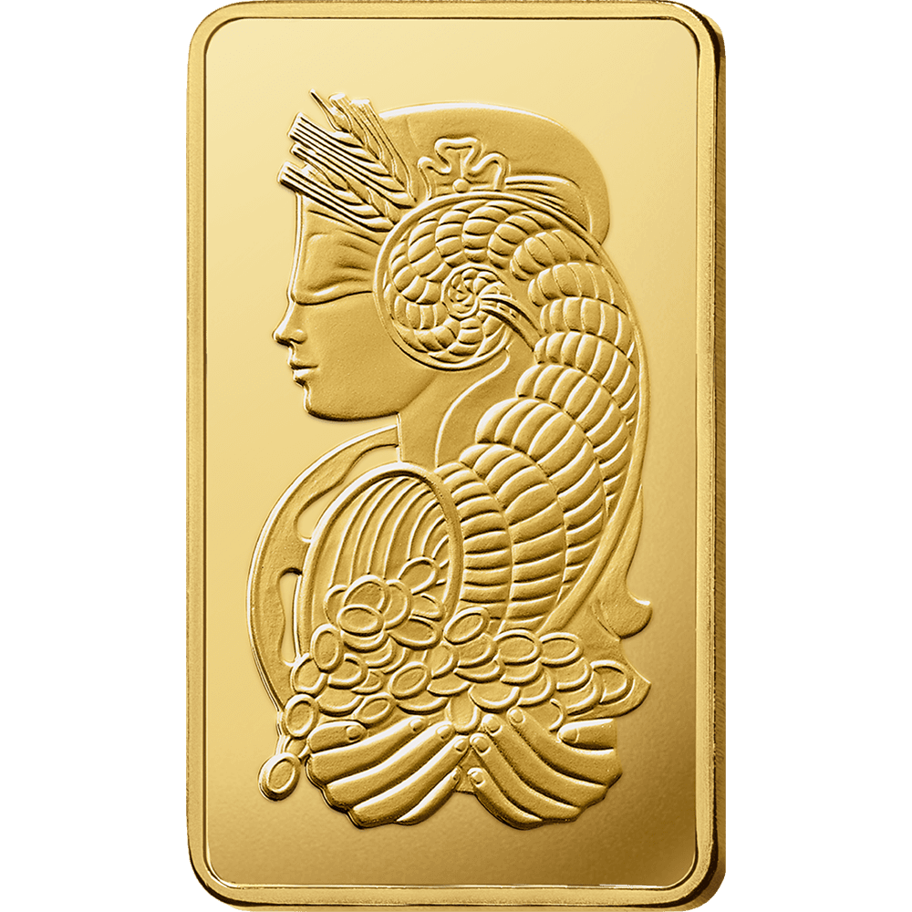 250 g Gold minted bar — view 1