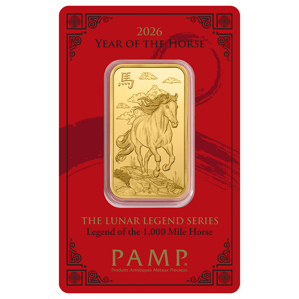 1 oz Gold minted bar — view 1