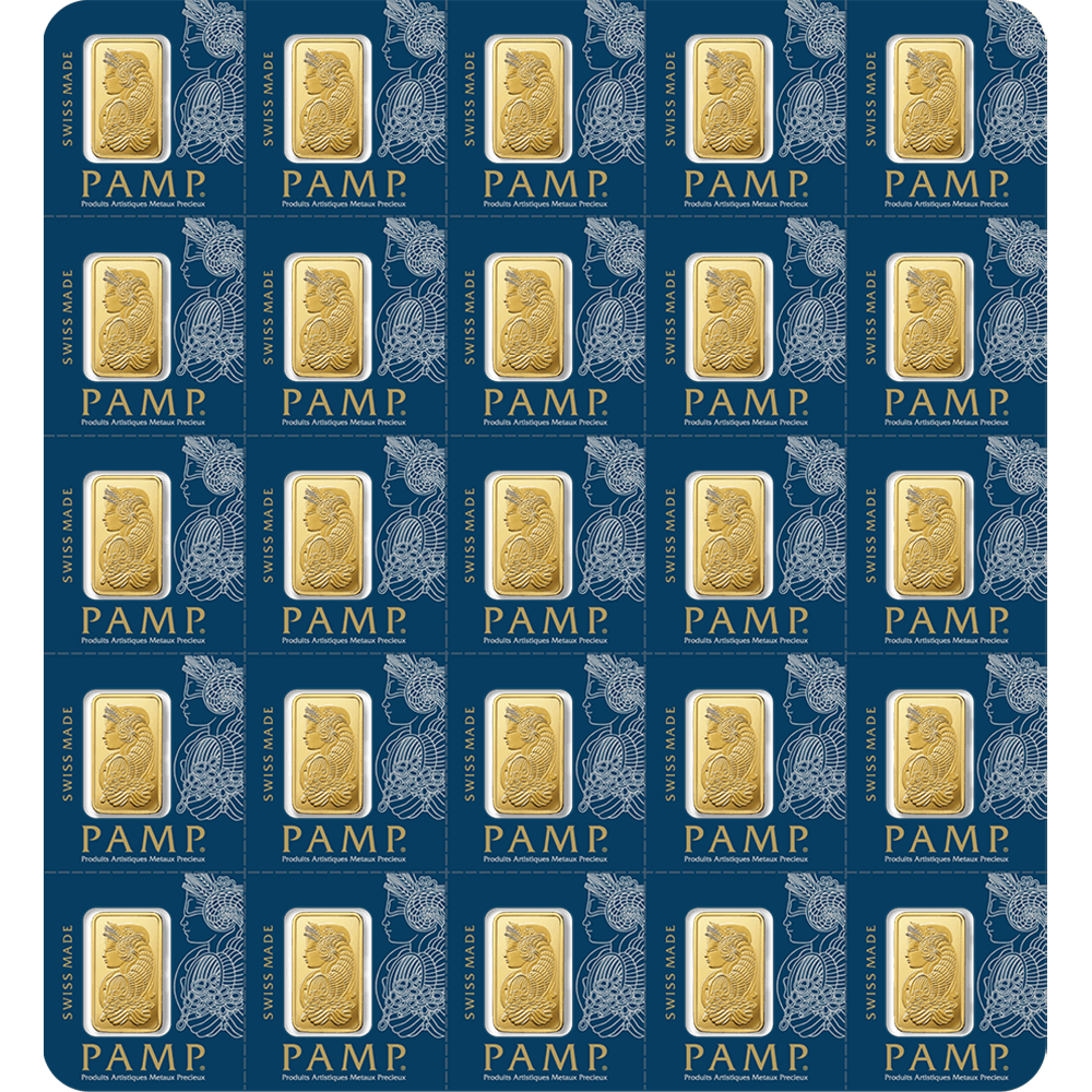 25 * 1 g Gold minted bar — view 1