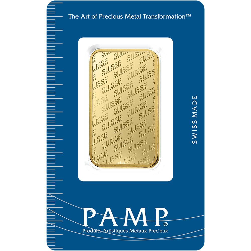 1 oz Gold minted bar — view 1
