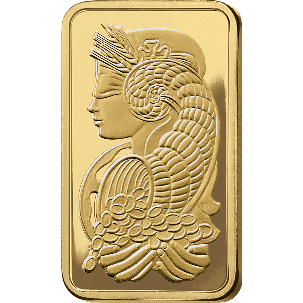 5 oz Gold minted bar — view 1